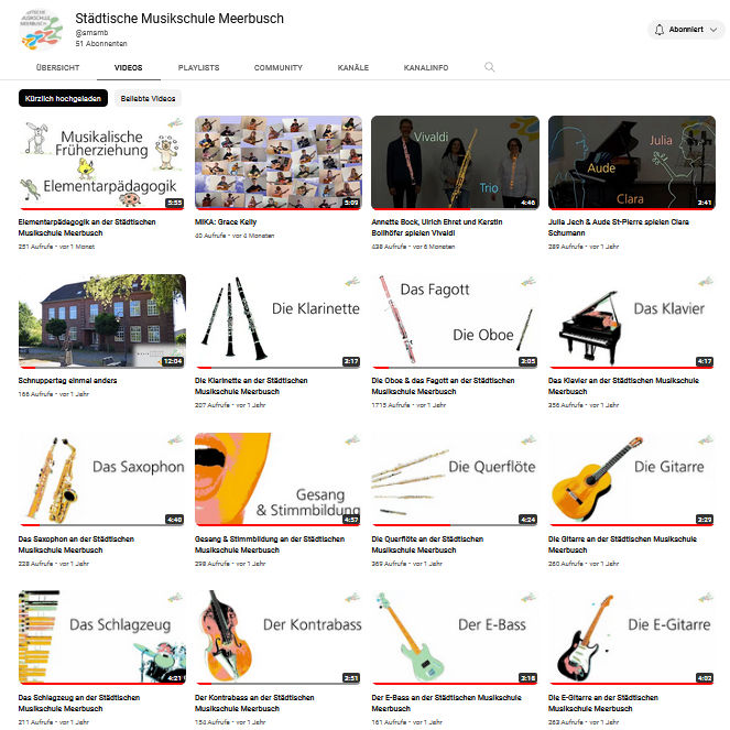 YouTube-Kanal der Städtischen Musikschule Meerbusch
